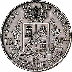 Large Reverse for 25 Céntimos Real 1864 coin