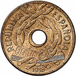 Large Obverse for 25 Céntimos 1938 coin
