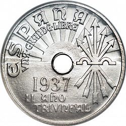 Large Obverse for 25 Céntimos 1937 coin