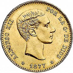 Large Obverse for 25 Pesetas 1877 coin