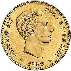 Large Obverse for 25 Pesetas 1880 coin
