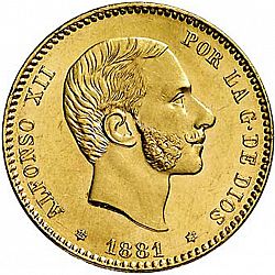 Large Obverse for 25 Pesetas 1881 coin