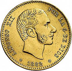 Large Obverse for 25 Pesetas 1882 coin