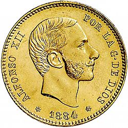 Large Obverse for 25 Pesetas 1884 coin