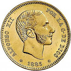 Large Obverse for 25 Pesetas 1885 coin