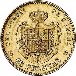 Large Reverse for 25 Pesetas 1877 coin