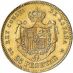 Large Reverse for 25 Pesetas 1880 coin