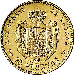 Large Reverse for 25 Pesetas 1881 coin