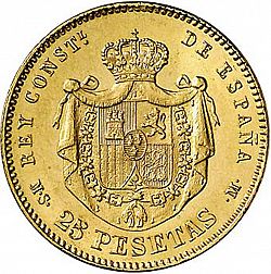 Large Reverse for 25 Pesetas 1885 coin