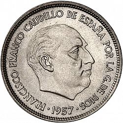 Large Obverse for 25 Pesetas 1957 coin