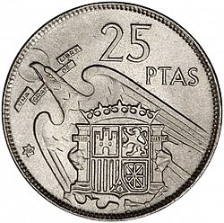 Large Reverse for 25 Pesetas 1957 coin