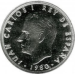 Large Obverse for 25 Pesetas 1980 coin