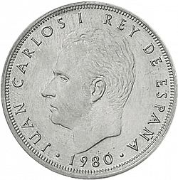 Large Obverse for 25 Pesetas 1980 coin