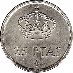 Large Reverse for 25 Pesetas 1975 coin