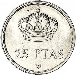 Large Reverse for 25 Pesetas 1975 coin