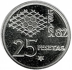 Large Reverse for 25 Pesetas 1980 coin