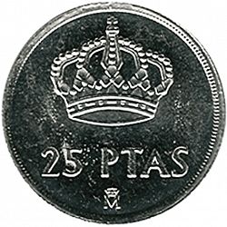 Large Reverse for 25 Pesetas 1983 coin