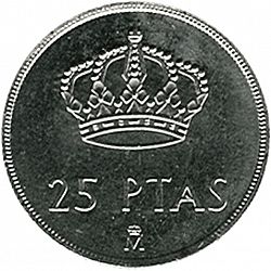 Large Reverse for 25 Pesetas 1984 coin