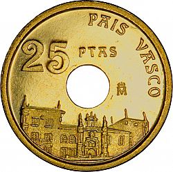 Large Reverse for 25 Pesetas 1993 coin
