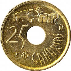 Large Reverse for 25 Pesetas 1994 coin