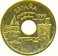 Large Reverse for 25 Pesetas 1999 coin