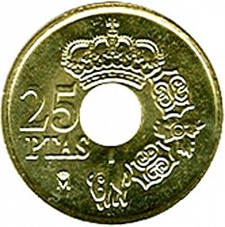 Large Reverse for 25 Pesetas 2000 coin