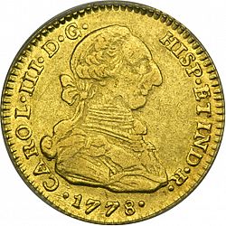 Large Obverse for 2 Escudos 1778 coin