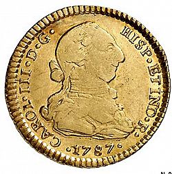 Large Obverse for 2 Escudos 1787 coin