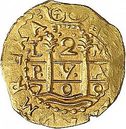 Large Obverse for 2 Escudos 1709 coin