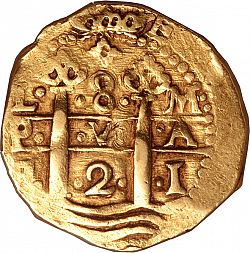 Large Obverse for 2 Escudos 1721 coin