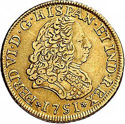 Large Obverse for 2 Escudos 1751 coin