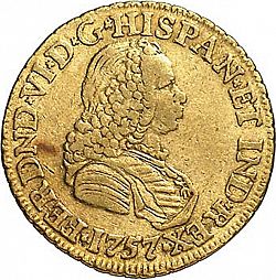 Large Obverse for 2 Escudos 1757 coin