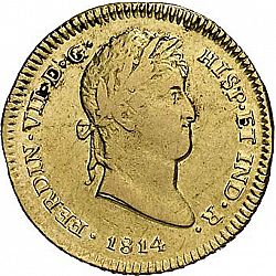 Large Obverse for 2 Escudos 1814 coin
