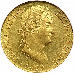 Large Obverse for 2 Escudos 1829 coin