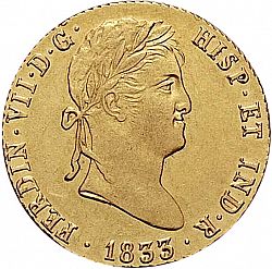 Large Obverse for 2 Escudos 1833 coin