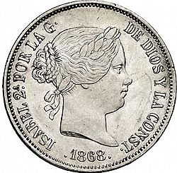 Large Obverse for 2 Escudos 1868 coin