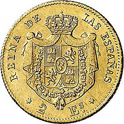 Large Reverse for 2 Escudos 1865 coin