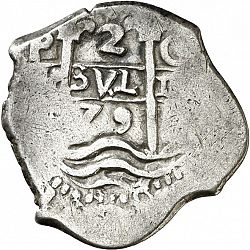 Large Obverse for 2 Reales 1679 coin
