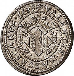 Large Reverse for 2 Reales 1683 coin