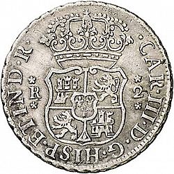 Large Obverse for 2 Reales 1765 coin