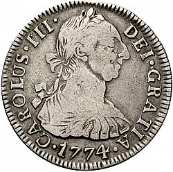 Large Obverse for 2 Reales 1774 coin