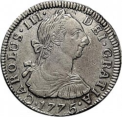 Large Obverse for 2 Reales 1775 coin