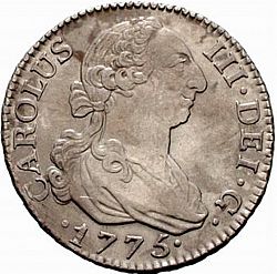 Large Obverse for 2 Reales 1775 coin