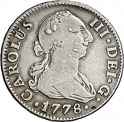 Large Obverse for 2 Reales 1778 coin