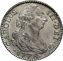 Large Obverse for 2 Reales 1778 coin