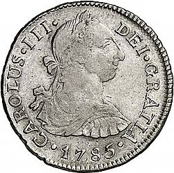 Large Obverse for 2 Reales 1785 coin