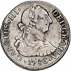 Large Obverse for 2 Reales 1786 coin