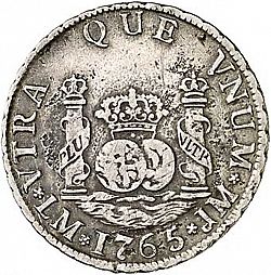 Large Reverse for 2 Reales 1765 coin