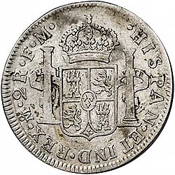 Large Reverse for 2 Reales 1776 coin