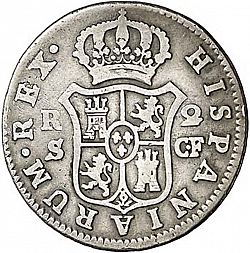 Large Reverse for 2 Reales 1782 coin